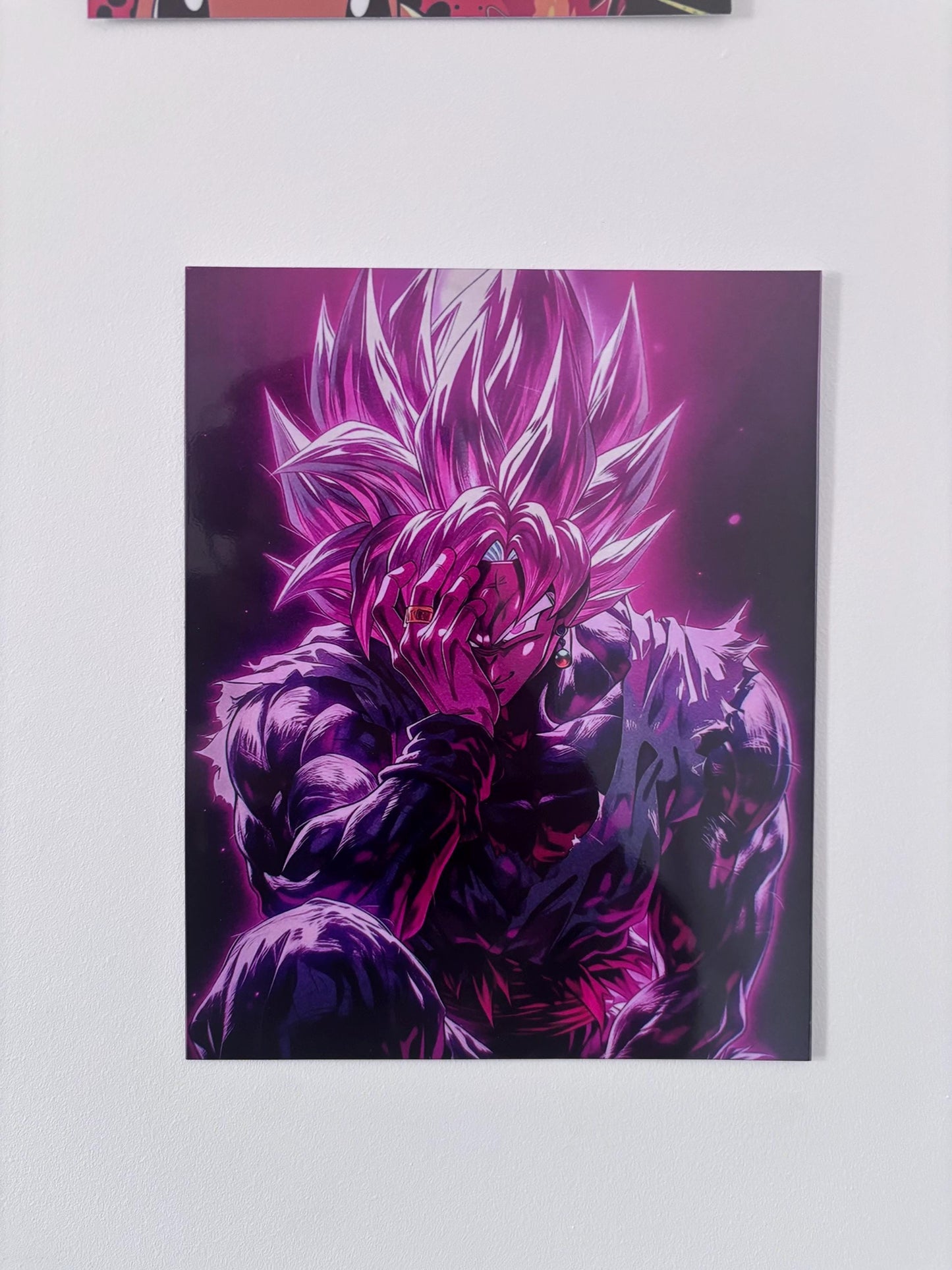 Goku Black Rose Poster - High Gloss Aluminum Anime Metal Poster | Super Saiyan Rose Art