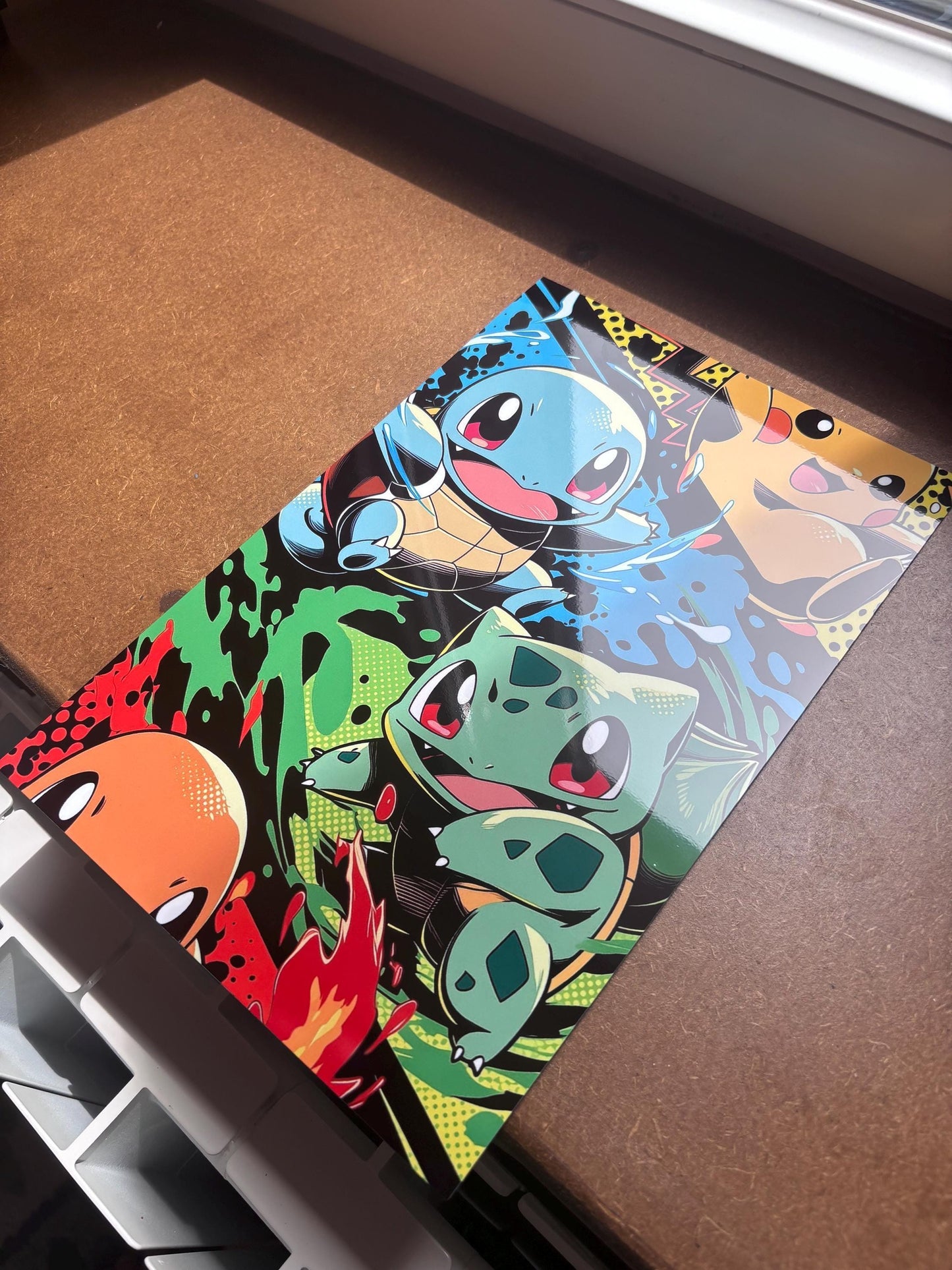 Pokemon Metal Poster | High Gloss Aluminum Print – Retro Starters Artwork for Gaming Room Art