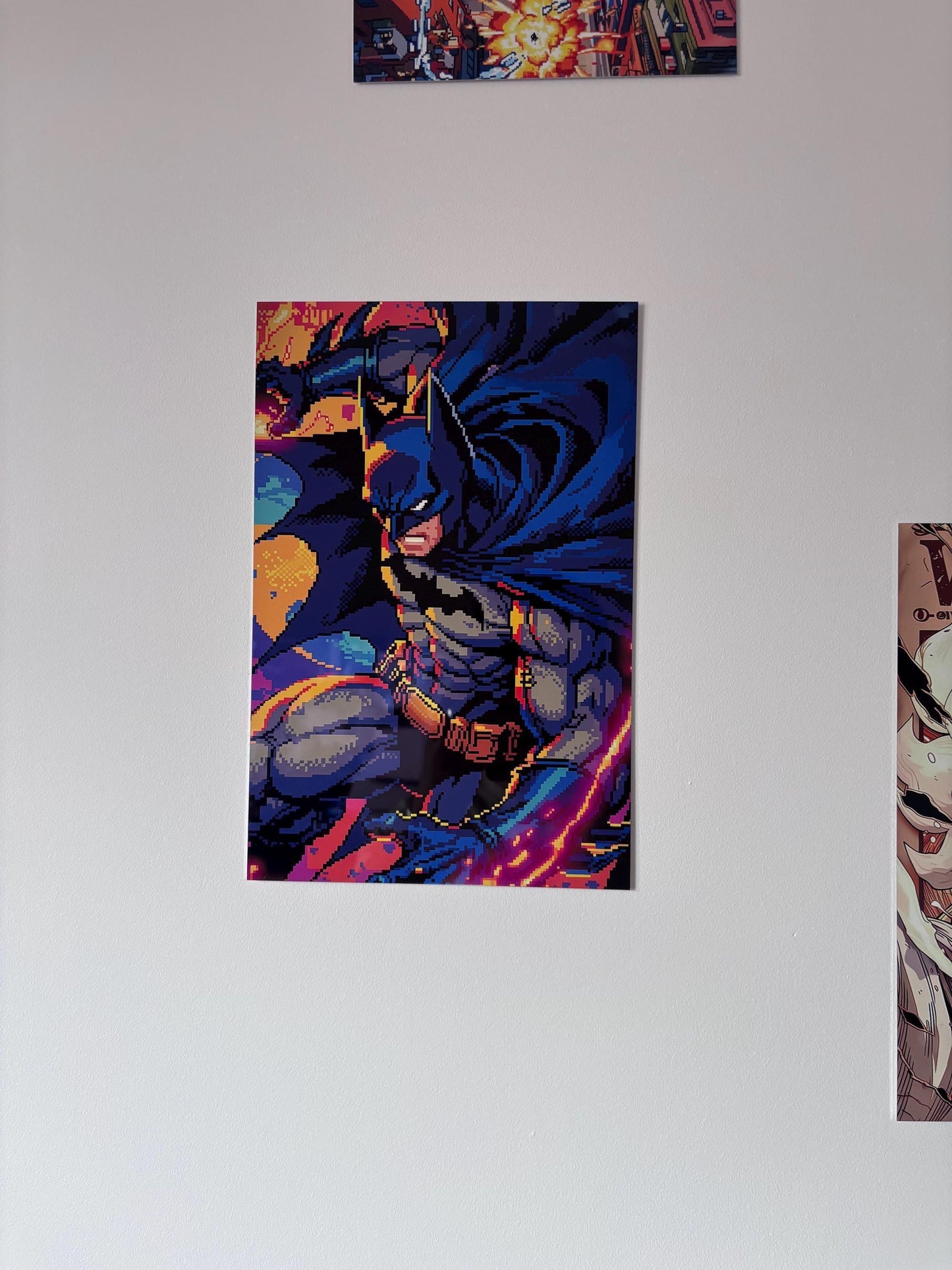 Batman Pixel Art Poster - 8x12 Inch Retro Gaming Wall Art | Dark Knight Aluminum Print