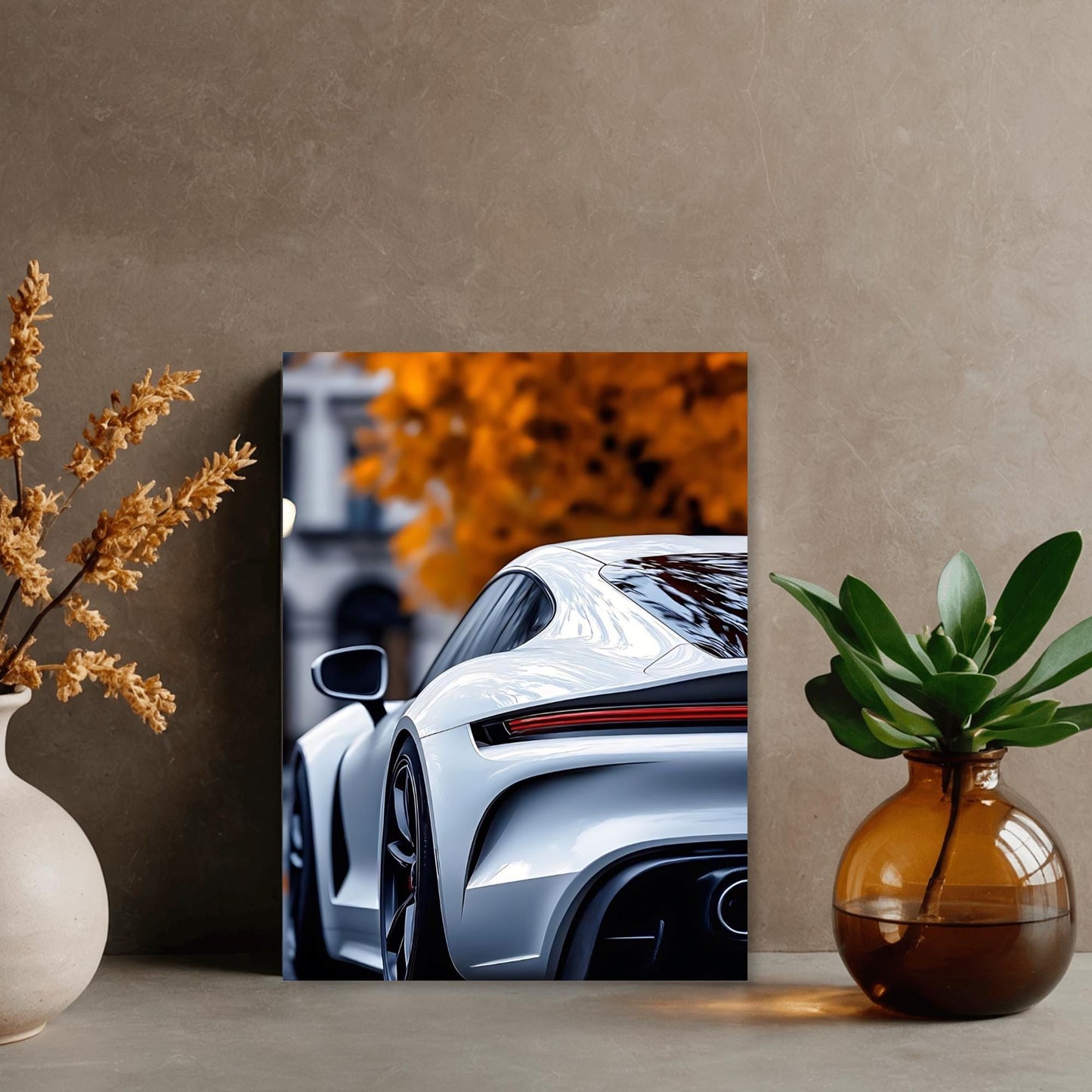 White German Sports Car - Luxury Car Poster | High-Gloss Metal Automotive Art
