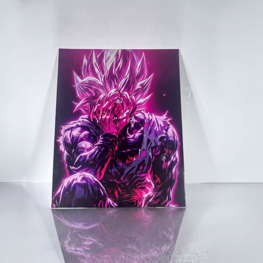 A vibrant, colorful illustration of a character with a large, fiery hairstyle and intense facial expression, set against a dark background with a glowing, ethereal effect.
