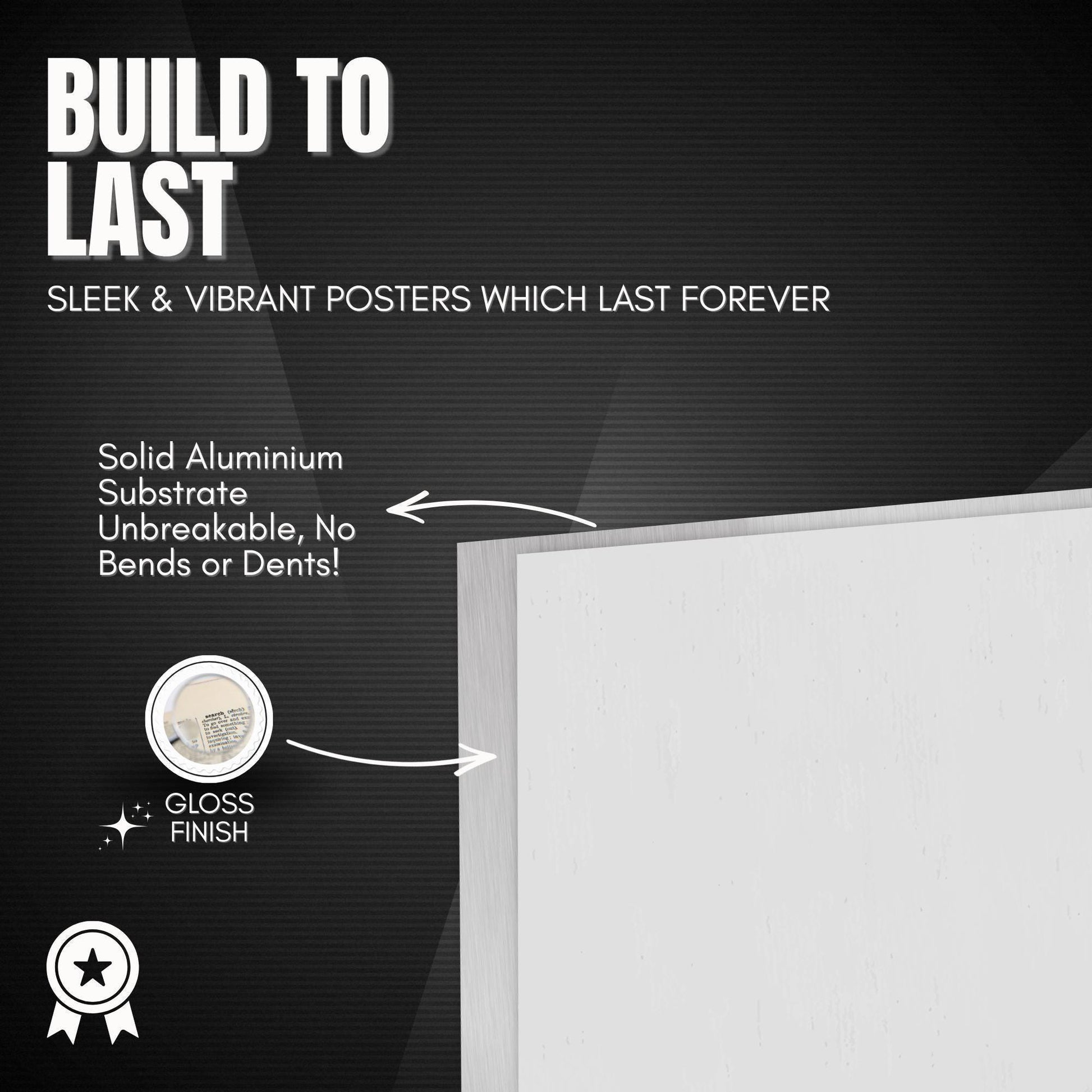The image is a poster advertising a product called "Build to Last". It features a white background with text and a small image of a white piece of paper.