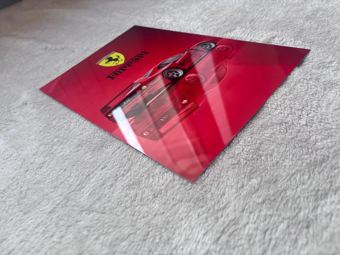 Ferrari F40 Metal Poster – Italian Sports Car Art | Racing Wall Decor 8x12 Inches