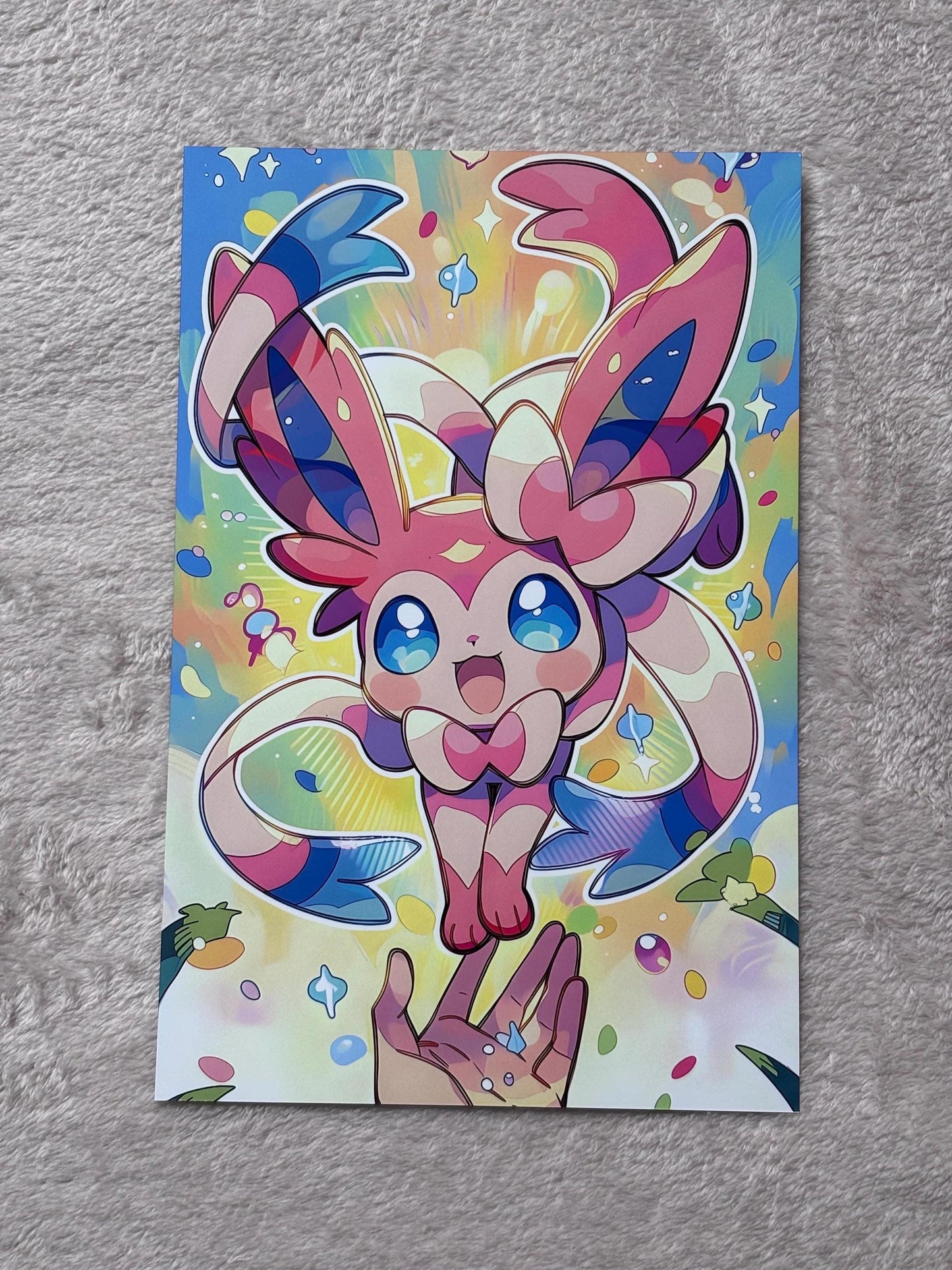 Sylveon Art Poster – Pastel Kawaii Print | Durable Aluminum Metal Wall Art