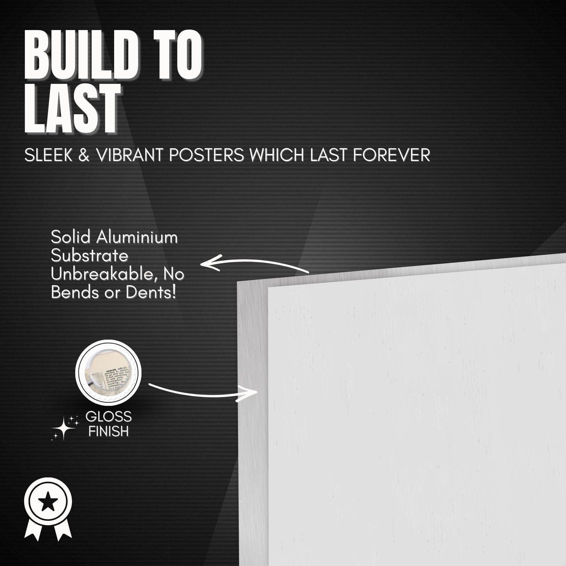 The image is a poster advertising a product called "Build to Last". It features a white background with text and a small image of a white piece of paper.