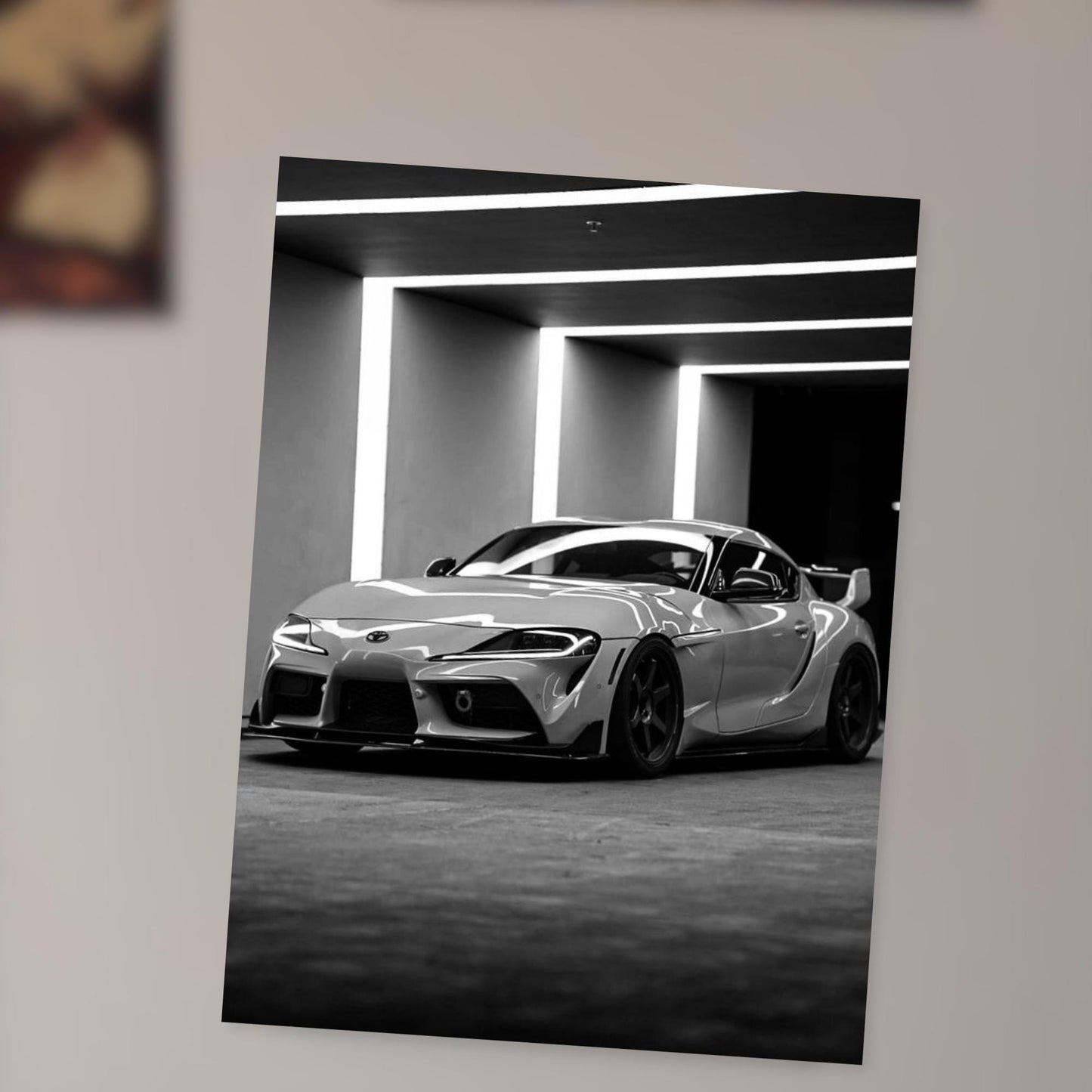 MK5 Japanese Sports Car Metal Poster – Black and White Minimalist Wall Art