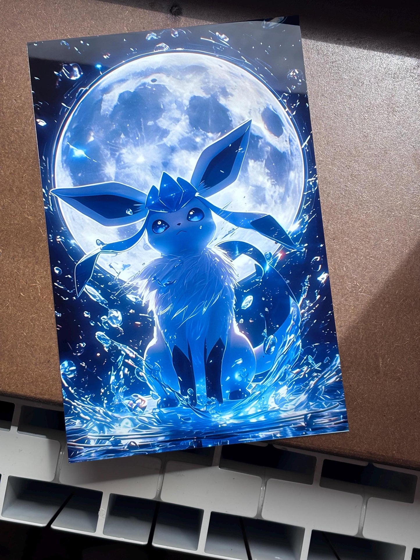 Glaceon Metal Poster – Ice Eeveelution Art | High Gloss Aluminum Print A4