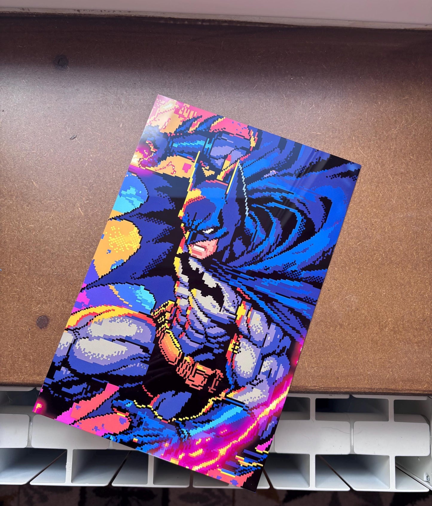 Batman Pixel Art Poster - 8x12 Inch Retro Gaming Wall Art | Dark Knight Aluminum Print