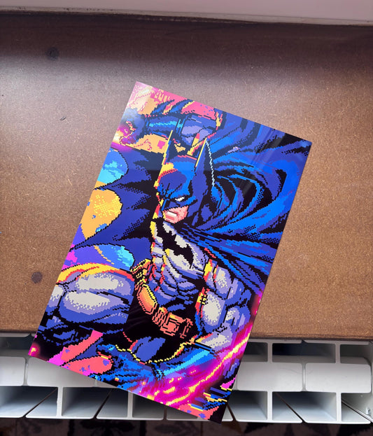 Batman Pixel Art Poster - 8x12 Inch Retro Gaming Wall Art | Dark Knight Aluminum Print