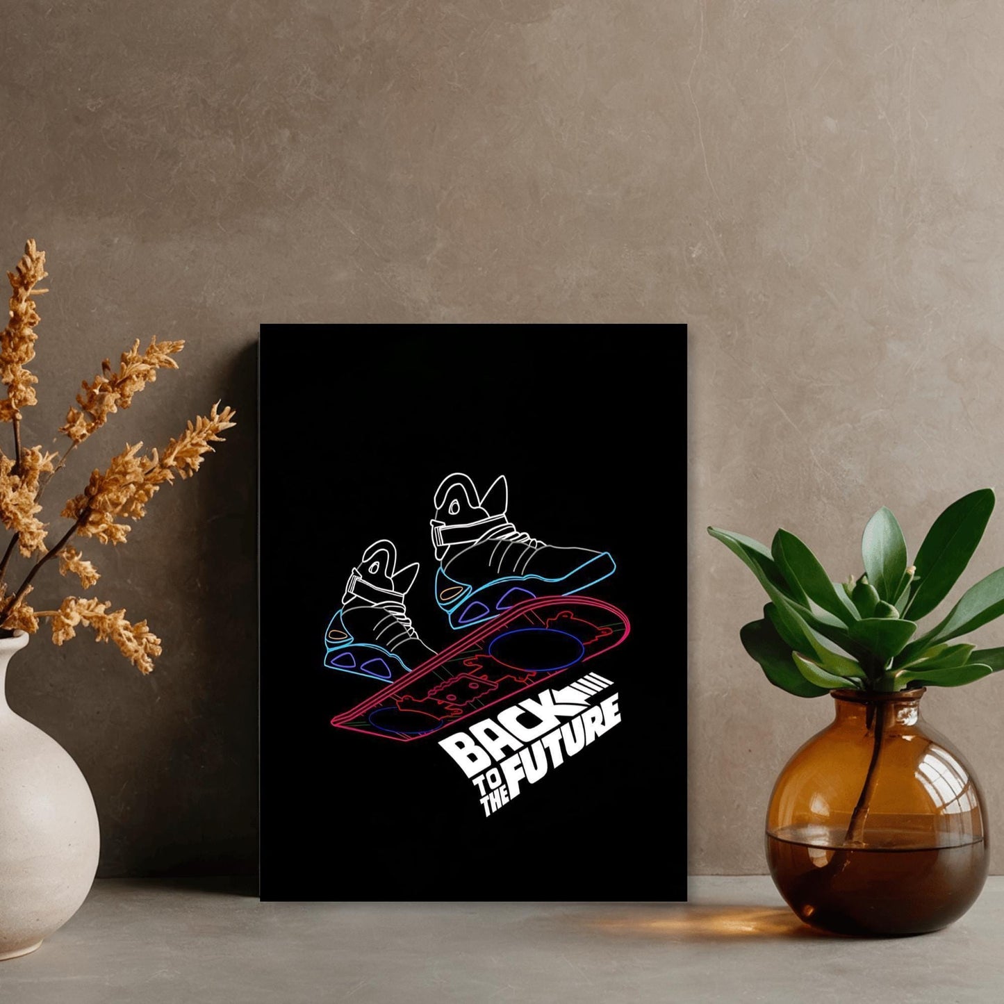 Back to the Future Hoverboard - Vibrant Neon Poster | Retro Movie Print A4 Aluminum