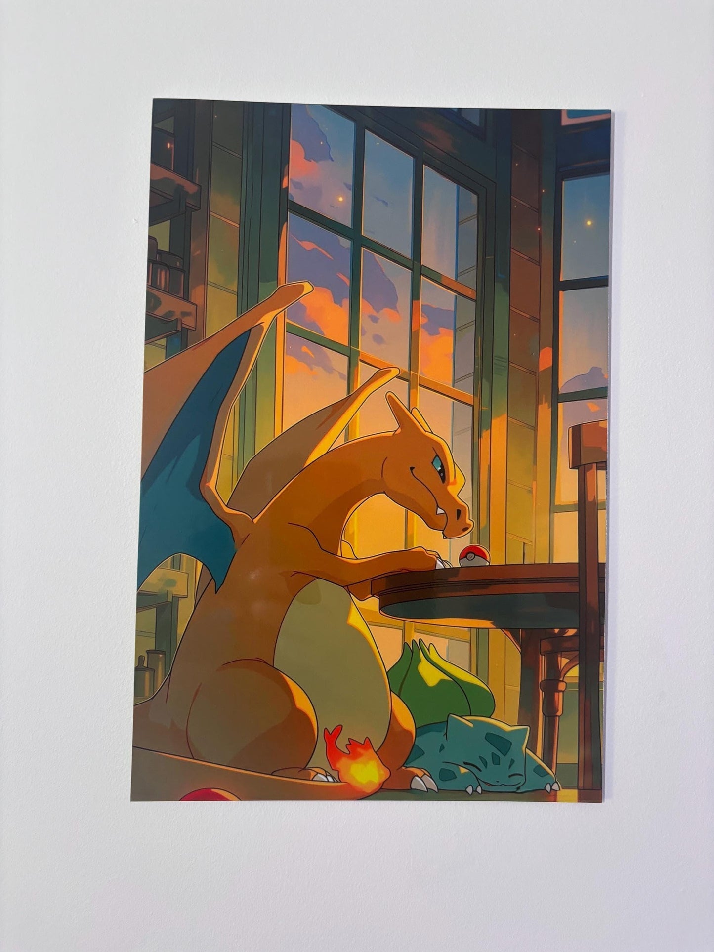 Charizard Metal Poster – Fire Dragon Wall Art | High Gloss Aluminum Print A4