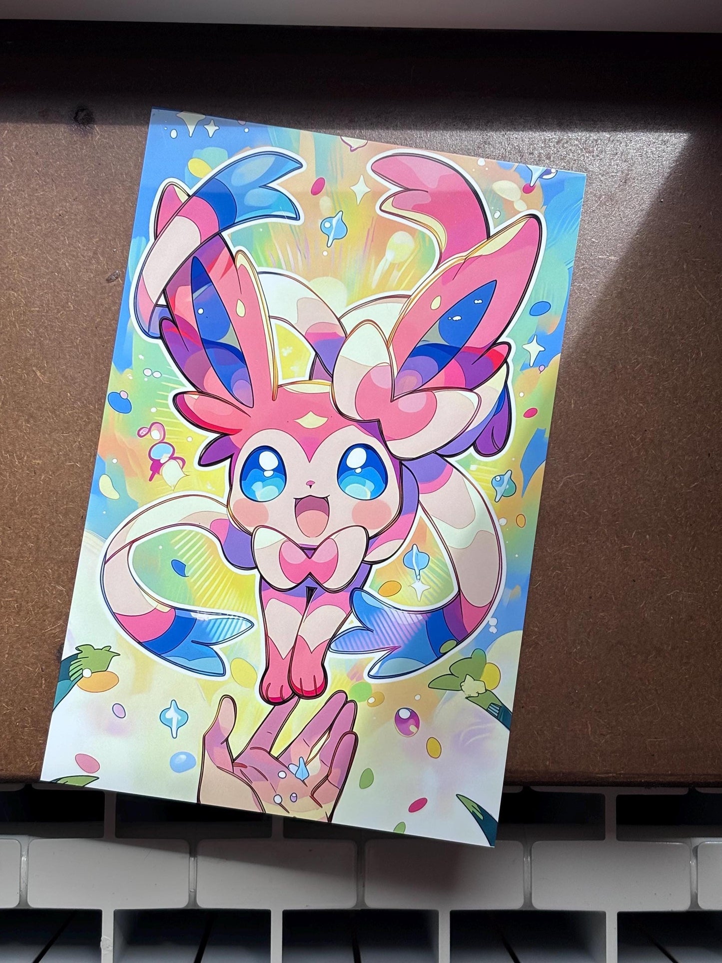 Sylveon Art Poster – Pastel Kawaii Print | Durable Aluminum Metal Wall Art
