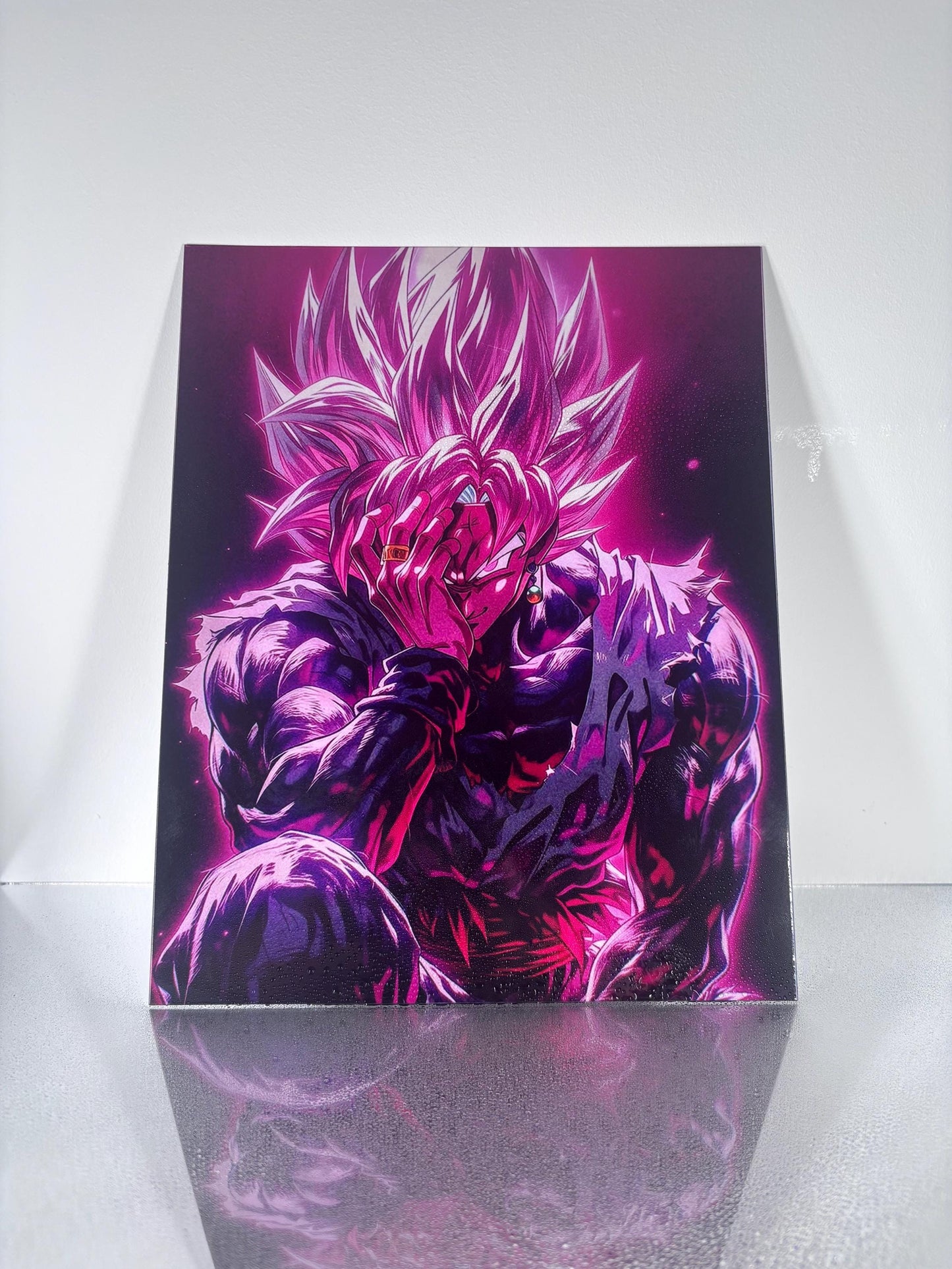 The image is a vibrant, colorful illustration depicting a fantastical, muscular character with a large, fiery headdress. The character appears to be a powerful, muscular figure with a fierce expression, surrounded by a dramatic, purple and pink background.