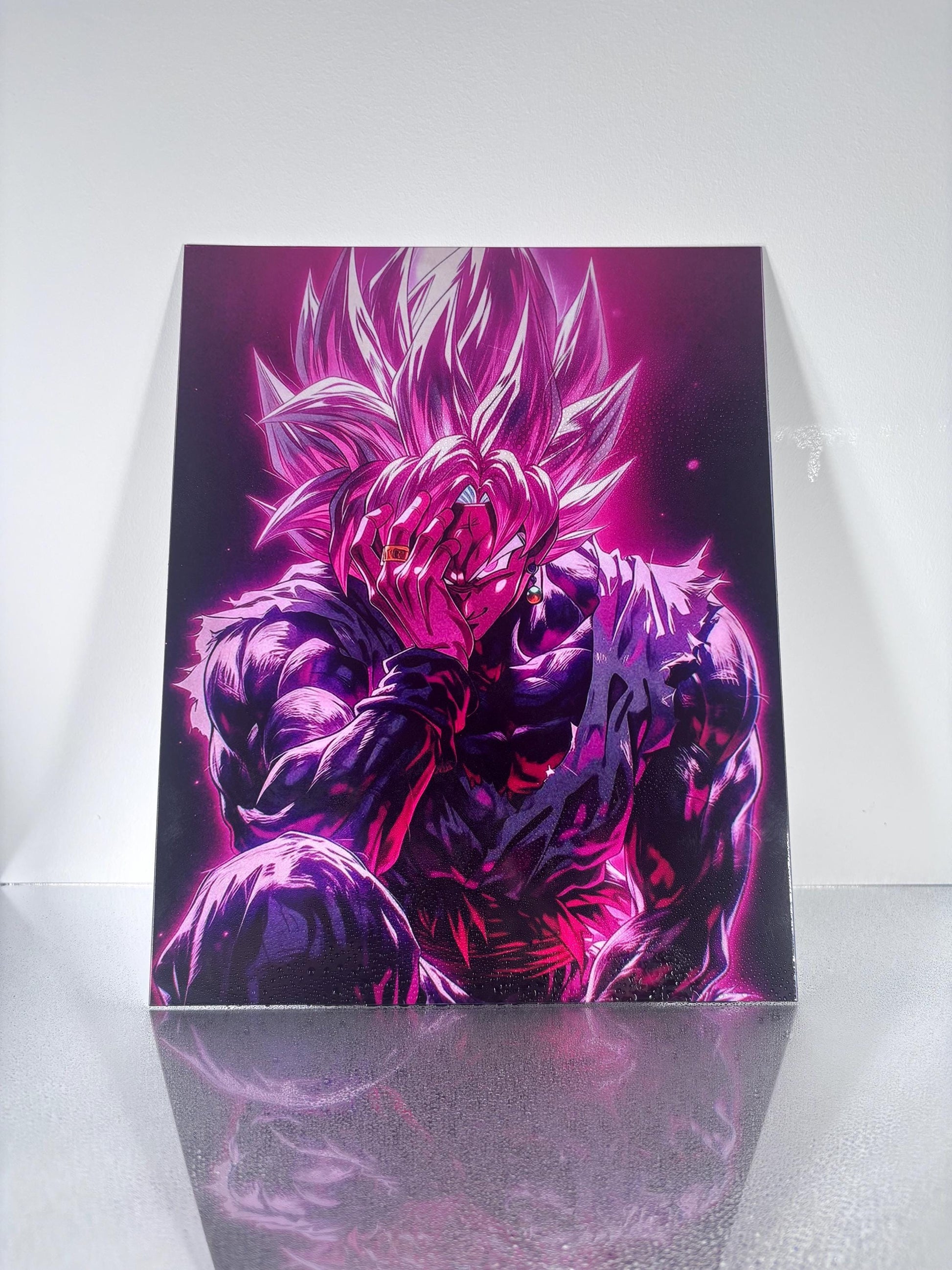 The image is a vibrant, colorful illustration depicting a fantastical, muscular character with a large, fiery headdress. The character appears to be a powerful, muscular figure with a fierce expression, surrounded by a dramatic, purple and pink background.