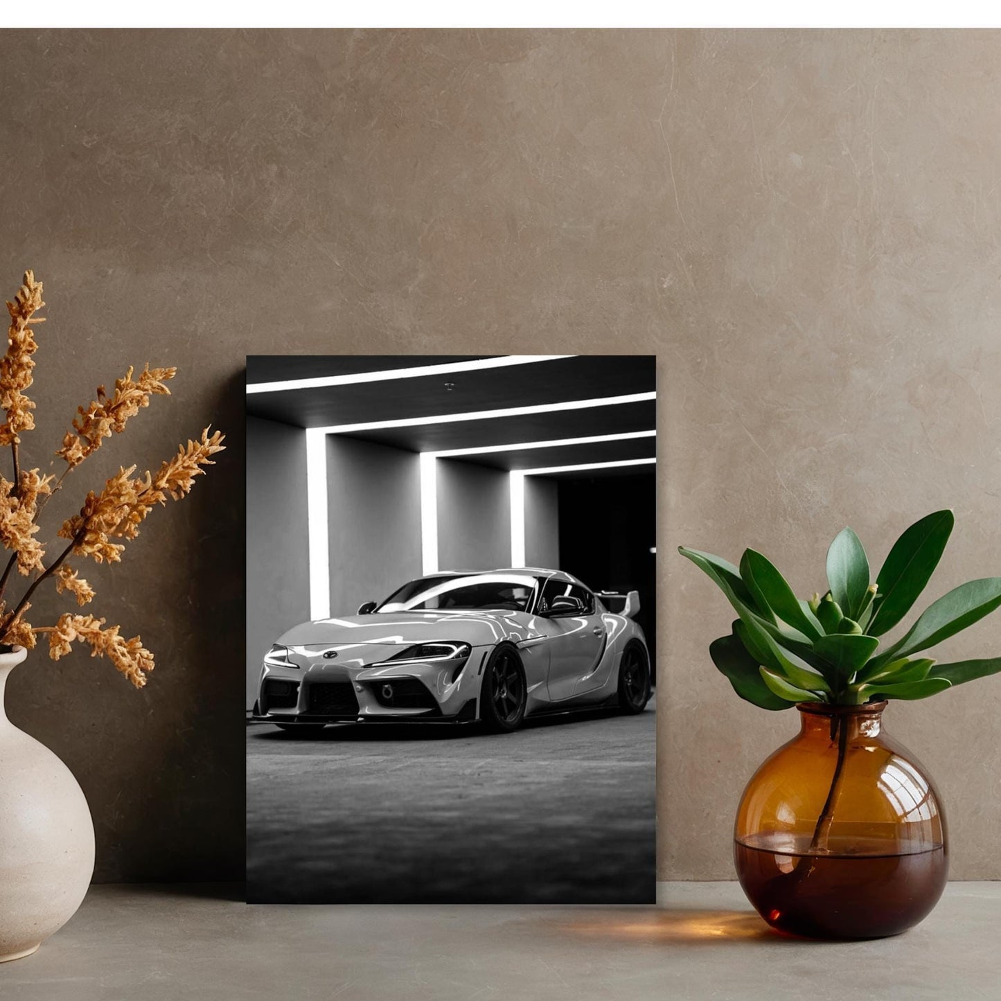 MK5 Japanese Sports Car Metal Poster – Black and White Minimalist Wall Art