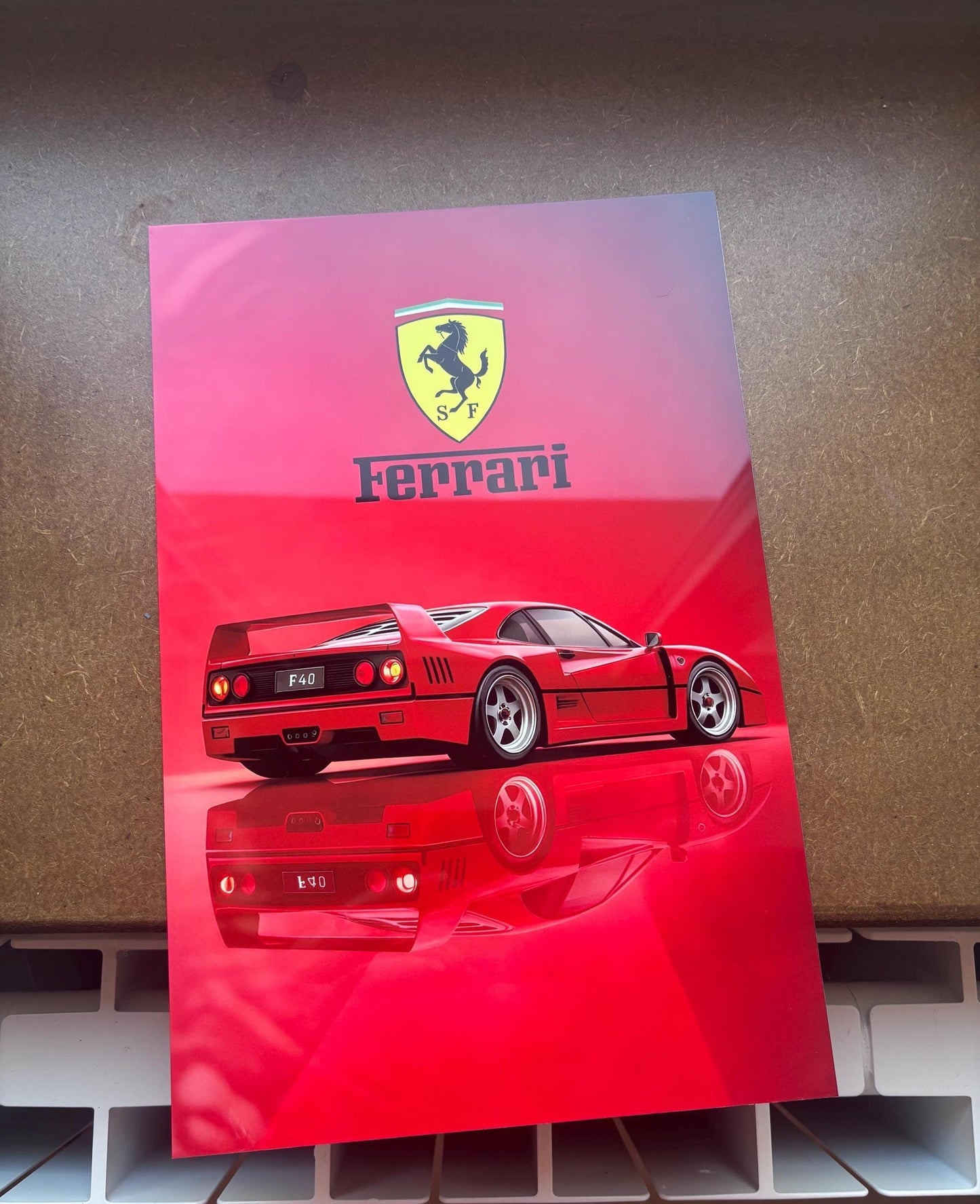 Ferrari F40 Metal Poster – Italian Sports Car Art | Racing Wall Decor 8x12 Inches