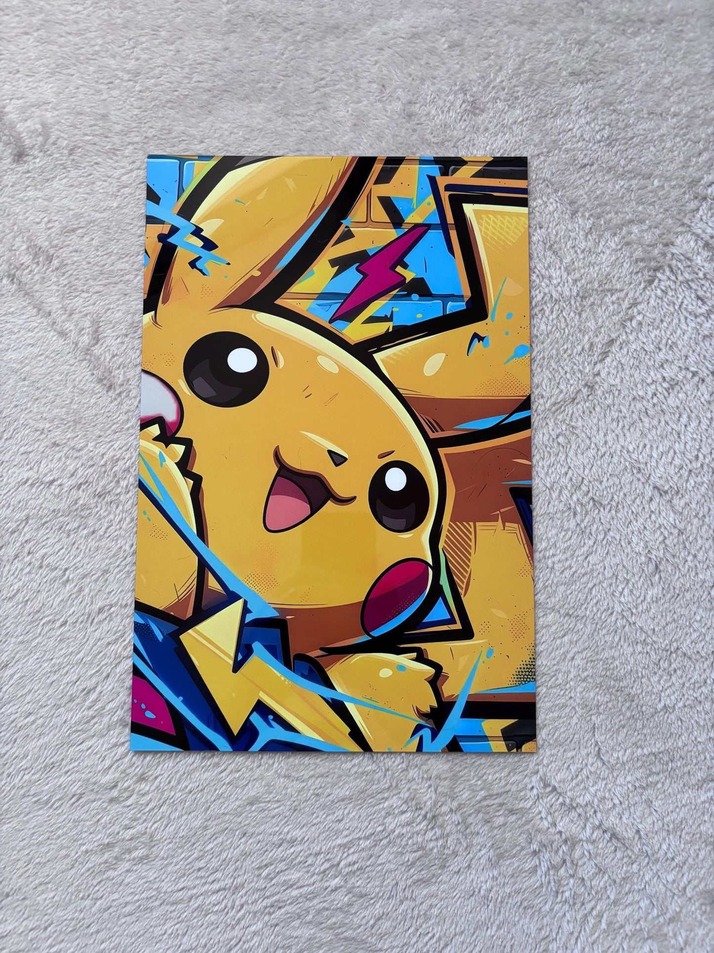 Pikachu Metal Poster – Graffiti Pop Art Aluminum Print A4 for Gaming Room Decor