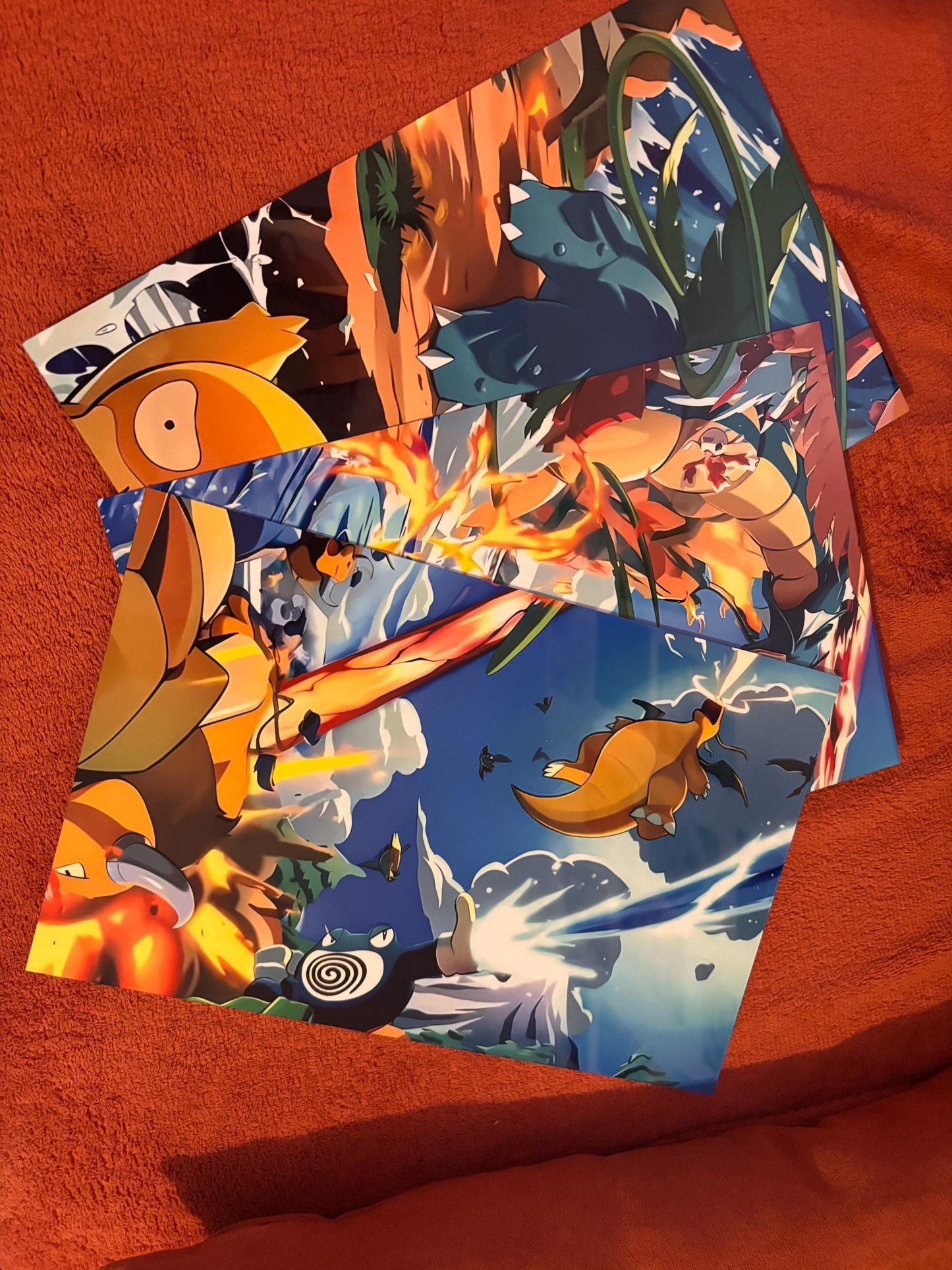Kanto Starters Metal Poster – Anime Triptych Wall Art Featuring Charizard, Blastoise & Venusaur