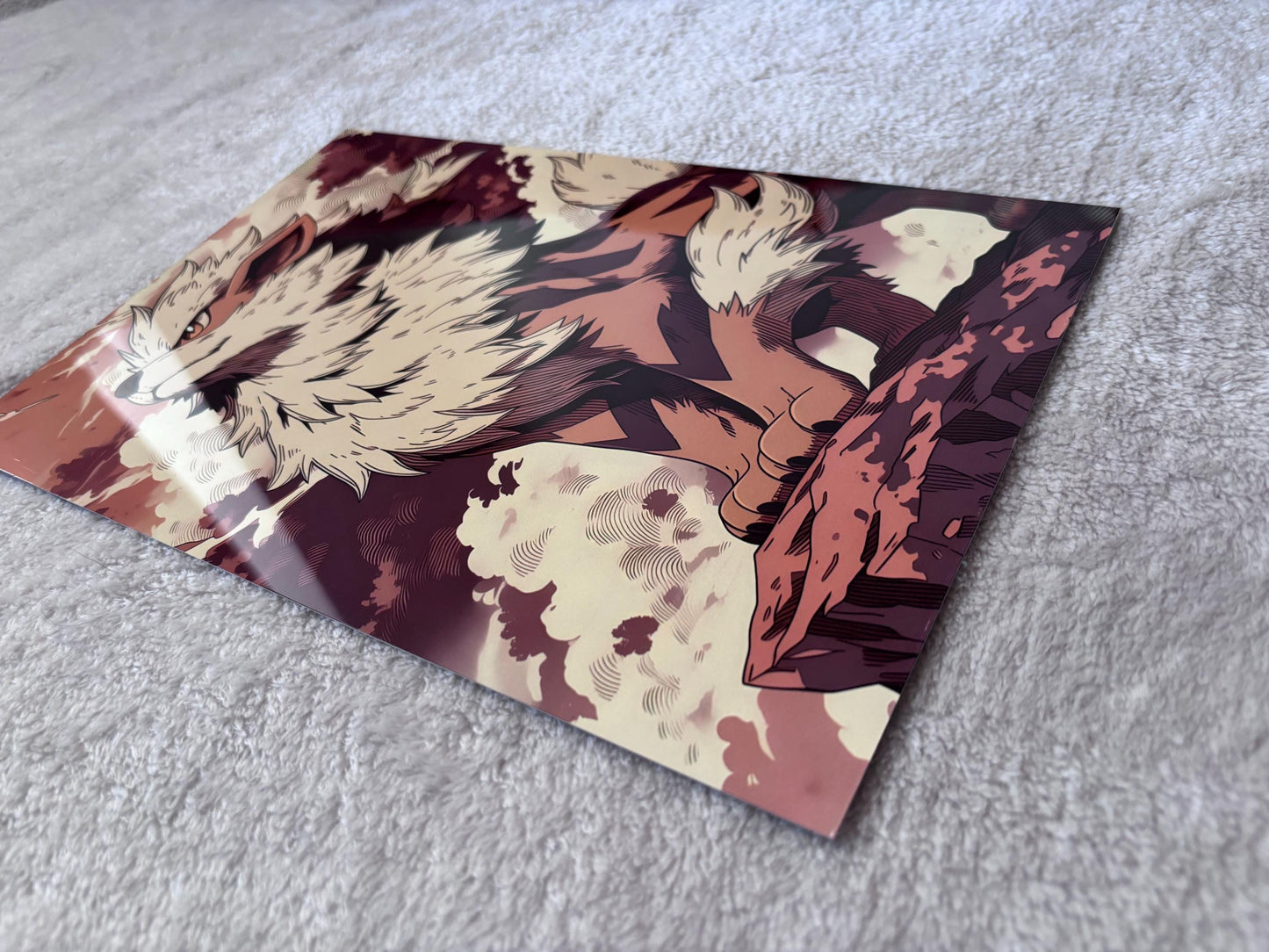 Arcanine Metal Poster – Fire Pokemon Art | High Gloss Aluminum Print A4