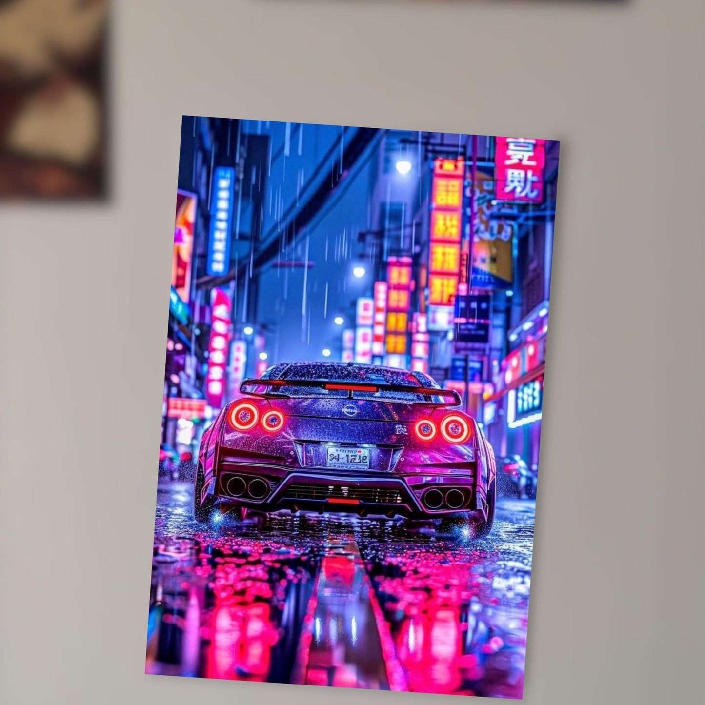 Japanese Concept Car Poster – Neon Drift Art | High Gloss Aluminum Print | JDM Style Wall Decor